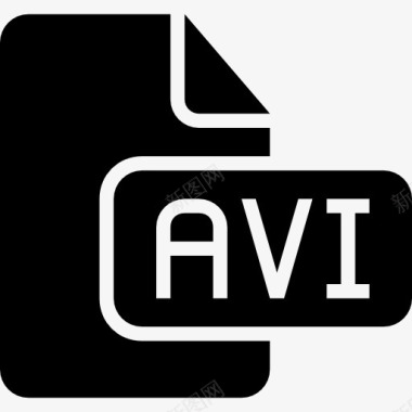 象征AVI文件的黑色界面符号图标图标