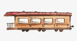 手绘火车厢背景装饰素材