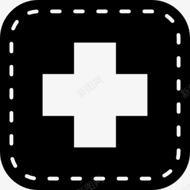 医疗十字标志在圆形广场图标图标