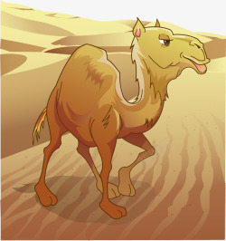 手绘沙漠里的骆驼矢量图素材