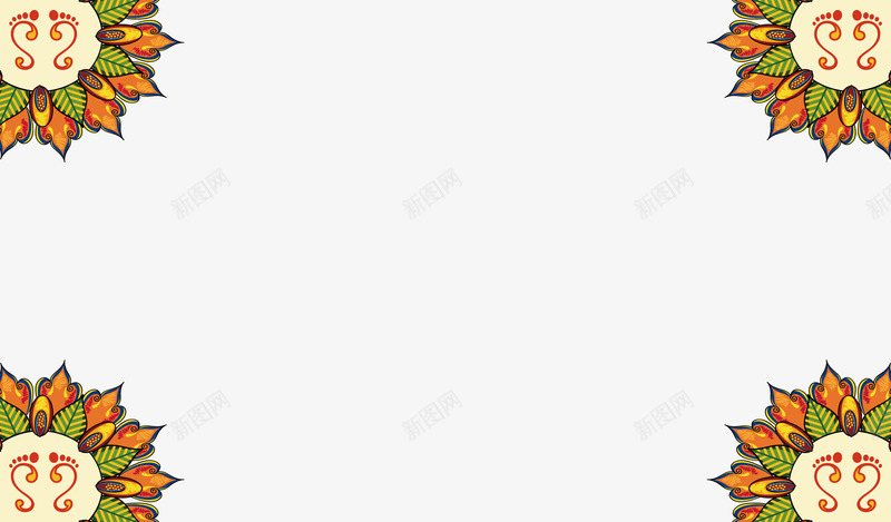 民族风四角半圆花纹边框png免抠素材_88icon https://88icon.com 唯美 民族风 花纹 边框