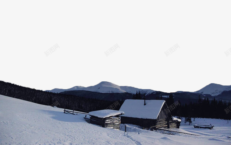 雪山下的小屋png免抠素材_88icon https://88icon.com 冬日素材 小屋 山 积雪 雪