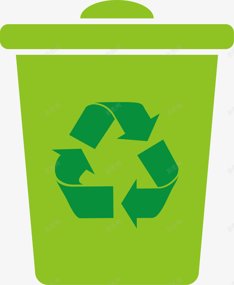 绿色扁平回收垃圾桶png免抠素材_88icon https://88icon.com 世界环境日 回收垃圾桶 环保 生态循环 绿色垃圾桶 自然