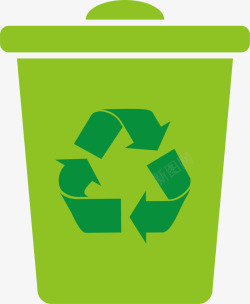 绿色扁平回收垃圾桶素材