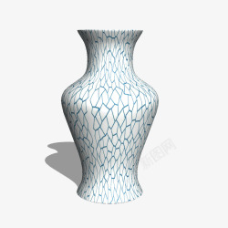 蓝色线条图案白色花瓶素材