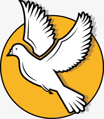 鸟飞声象征和平的鸽子矢量图图标图标