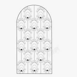 大花孔雀花半圆铁艺围栏素材