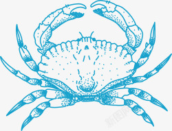 蓝色手绘卡通螃蟹矢量图素材