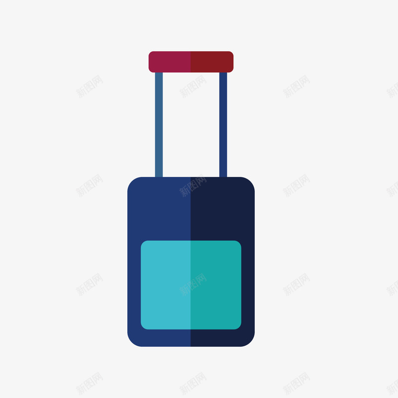 蓝色拉杆箱png免抠素材_88icon https://88icon.com 光泽 出行 商务 圆角 扁平化 把手 拉杆箱 蓝色