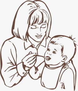 线性插画手绘线性母亲插画图标高清图片