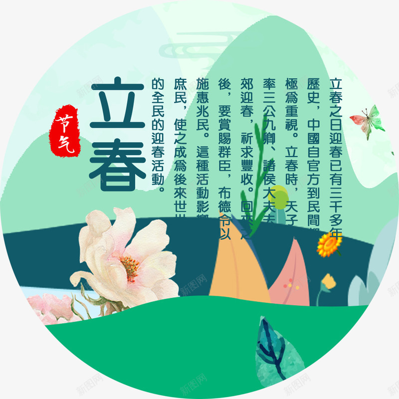 绿色立春海报图案装饰png免抠素材_88icon https://88icon.com 24节气 中国传统节气 传统节气 立春 立春来源简介 绿色立春海报图案装饰 节气 节气海报装饰图案