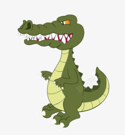 恐怖的鳄鱼卡通手绘绿色鳄鱼高清图片