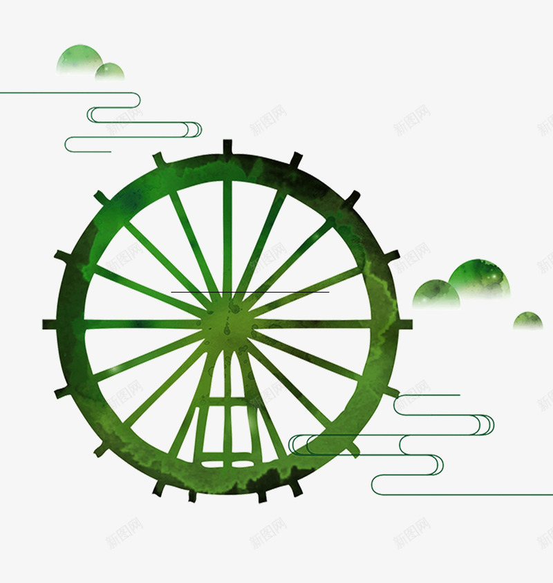 手绘绿色小清新水风车psd免抠素材_88icon https://88icon.com 小清新 手绘 手绘绿色小清新水风车 水风车 绿色 风车