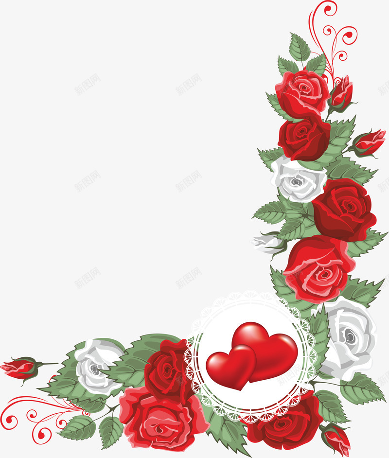 红色玫瑰边框花朵png免抠素材_88icon https://88icon.com 玫瑰 红色 花朵 边框