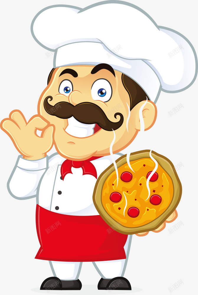 卡通厨师和披萨png免抠素材_88icon https://88icon.com 卡通厨师 卡通披萨 厨师 披萨 矢量厨师