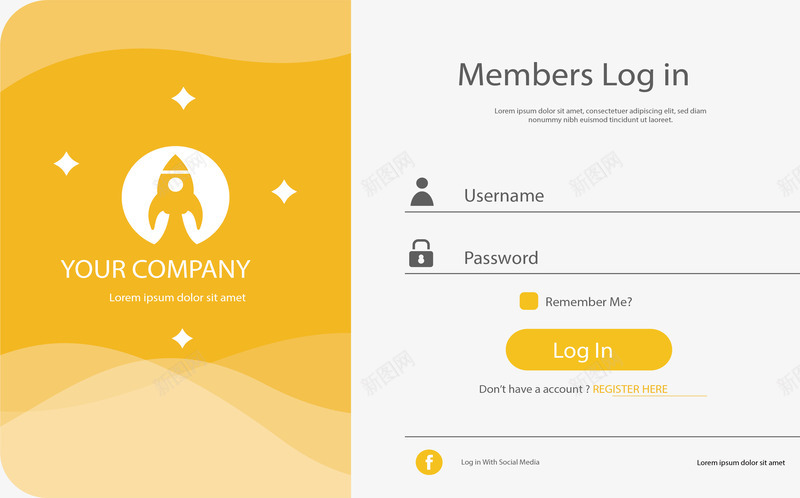 黄色会员登录界面矢量图ai免抠素材_88icon https://88icon.com 会员登录 登录 登录框 登录界面 矢量png 黄色界面 矢量图