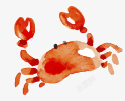 手绘水彩逼真螃蟹矢量图素材