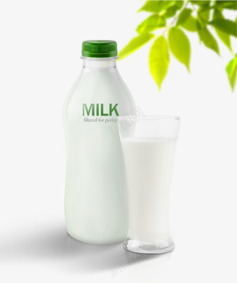 酸奶产品psd免抠素材_88icon https://88icon.com 奶杯 奶瓶 树叶