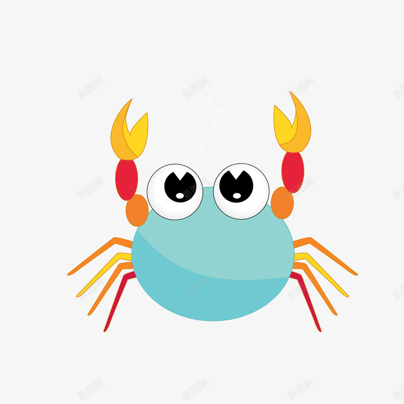 卡通螃蟹动物矢量图ai免抠素材_88icon https://88icon.com 世界海洋日 动物设计 卡通 海洋动物 螃蟹 矢量图
