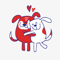 红白小狗卡通爱情动物矢量图素材