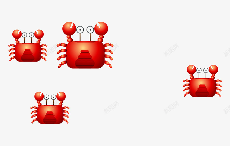 卡通手绘红色可爱螃蟹png免抠素材_88icon https://88icon.com 卡通的动物 可爱的螃蟹 红色的螃蟹