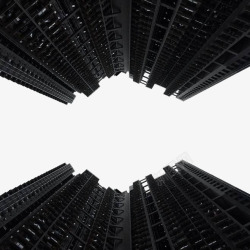 仰拍黑色城市建筑高清图片