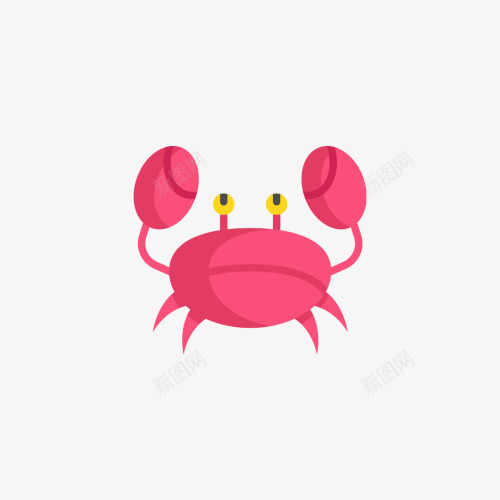 红色螃蟹png免抠素材_88icon https://88icon.com 动物 卡通 小眼睛 水生物 甲壳类动物 红色 螃蟹 钳子