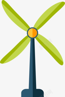 绿色能源图标绿色扁平化风车图矢量图图标图标