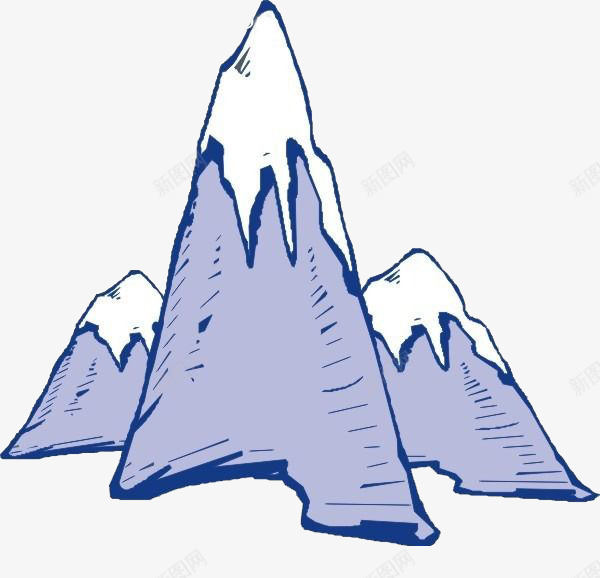 简笔画山峰png免抠素材_88icon https://88icon.com png图形 大山 山峰 蓝色 装饰 雪山