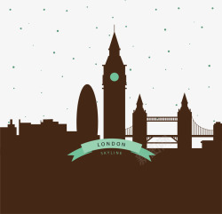 深褐色伦敦城市剪影矢量图素材