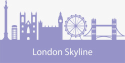 淡紫色英国伦敦旅游矢量图素材