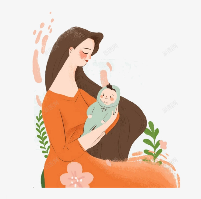 抱孩子的母亲png免抠素材_88icon https://88icon.com PNG素材 卡通 孩子 母亲