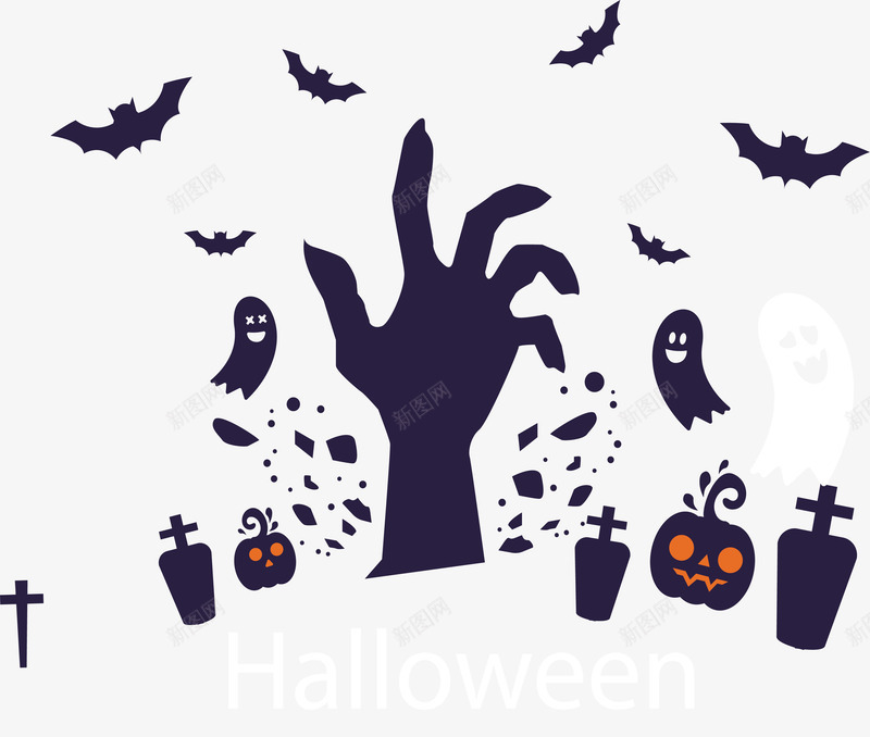 坟墓中的鬼手矢量图ai免抠素材_88icon https://88icon.com hallowee halloween 坟墓 坟墓鬼手 恐怖之夜 矢量png 鬼手 矢量图