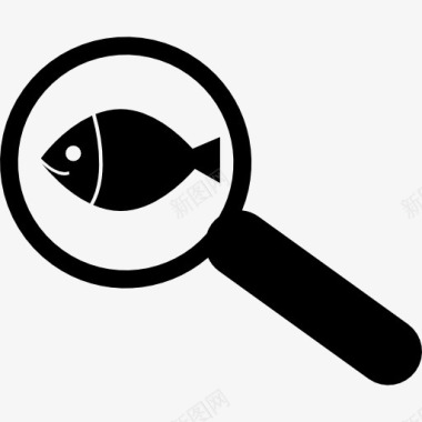 生物放大镜和鱼图标图标