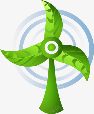 绿色能源图标绿色叶子风车矢量图图标图标