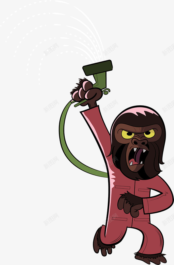 卡通猴子拿着喷头png免抠素材_88icon https://88icon.com 卡通 喷头 拿着 猴子