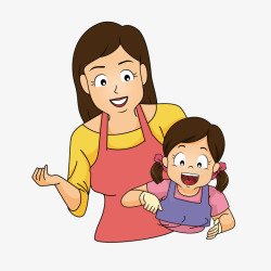 卡通可爱母亲与小孩矢量图素材