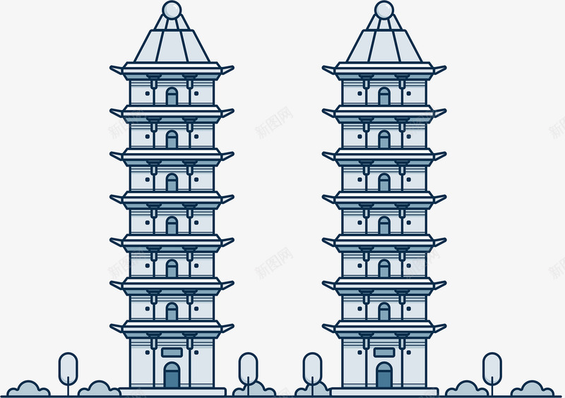 卡通手绘建筑宝塔装饰高楼png免抠素材_88icon https://88icon.com 城市建筑 城市高楼装饰 宝塔 建筑设计 手绘建筑装饰 海报设计 网页设计 高楼大厦