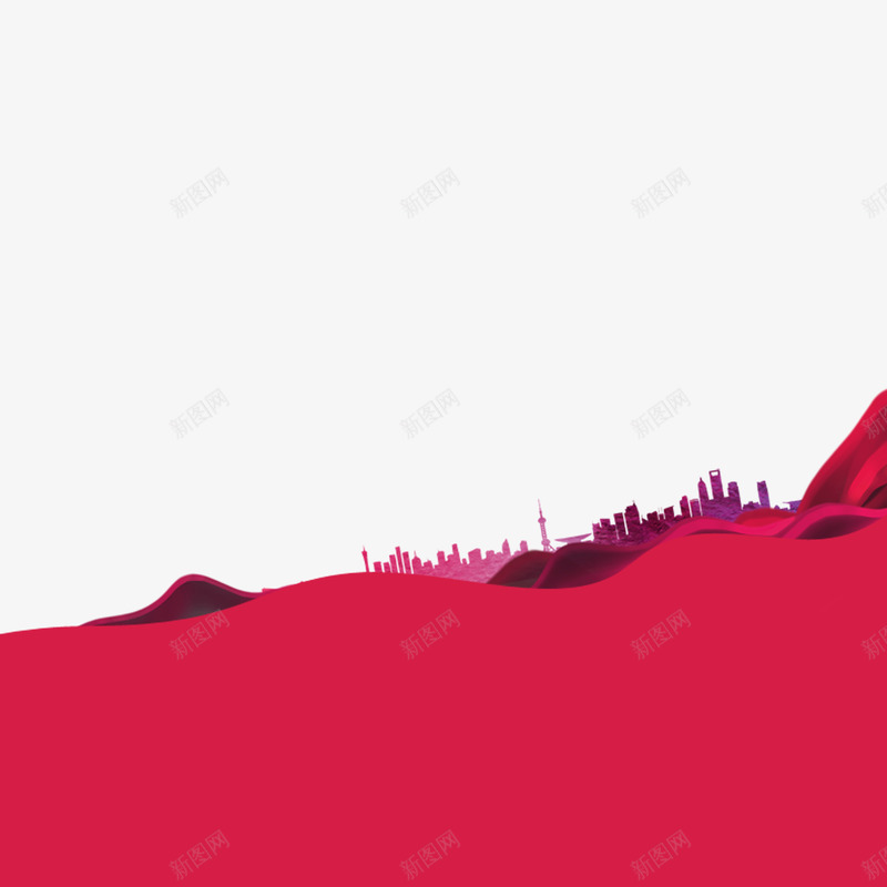 红色现代艺术装饰png免抠素材_88icon https://88icon.com 城市剪影 海报背景 海报装饰 现代 红色 艺术 装饰 高楼