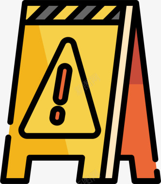 工地警示标志扁平风卡通商场地滑危险提醒图标矢量图图标