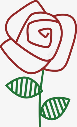 红玫瑰简笔画素材