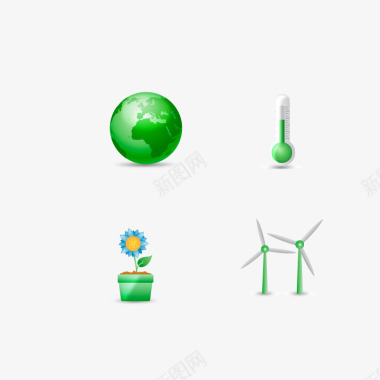 环保图标绿色环保循环利用绿色地图标