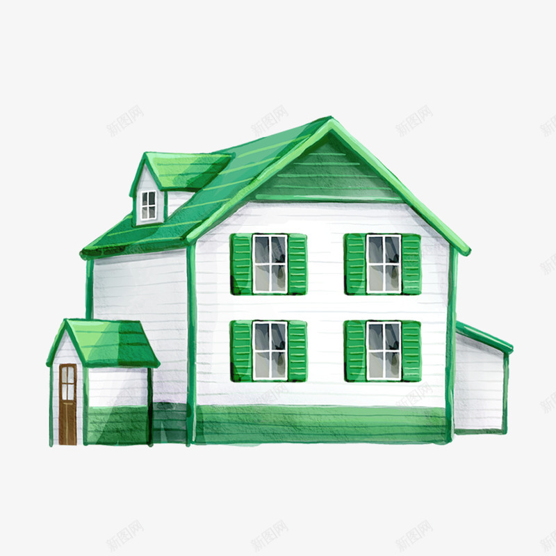 绿色的小别墅png免抠素材_88icon https://88icon.com 别墅 房产 理想中的房子 绿色的 连排别墅