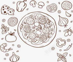 披萨花纹手绘披萨元素花纹高清图片