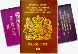 印有印花纹的英国护照高清图片