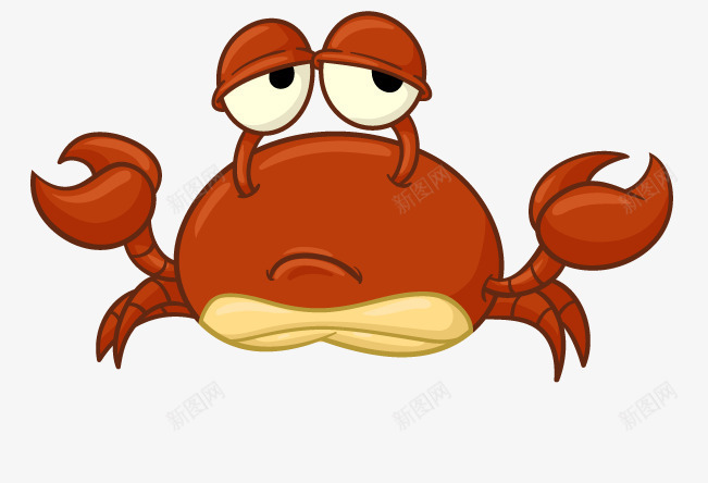 犯困的小螃蟹png免抠素材_88icon https://88icon.com 卡通 红色 螃蟹 装饰