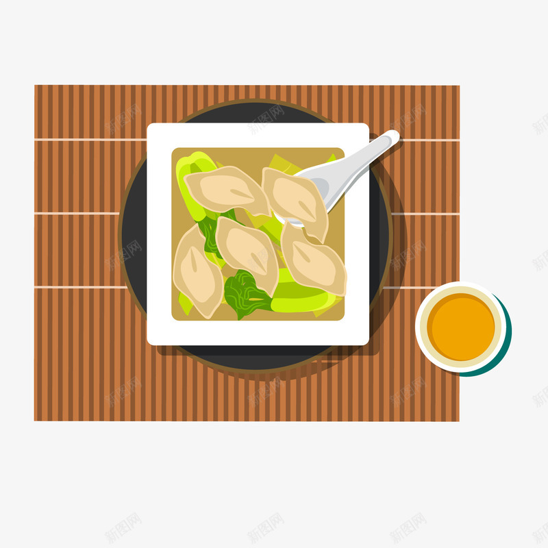 灰色蔬菜盘子元素矢量图ai免抠素材_88icon https://88icon.com 圆角 席子 扁平化 灰色 纹理 茶杯 矢量图