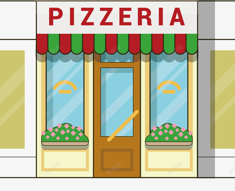 扁平披萨店png免抠素材_88icon https://88icon.com PIZZERIA 披萨 装饰花卉 门店