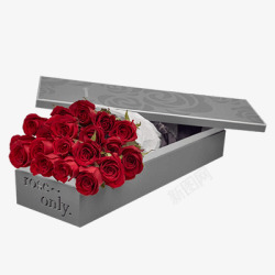 灰色礼盒红玫瑰素材