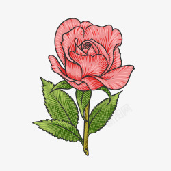 红色卡通玫瑰花素材